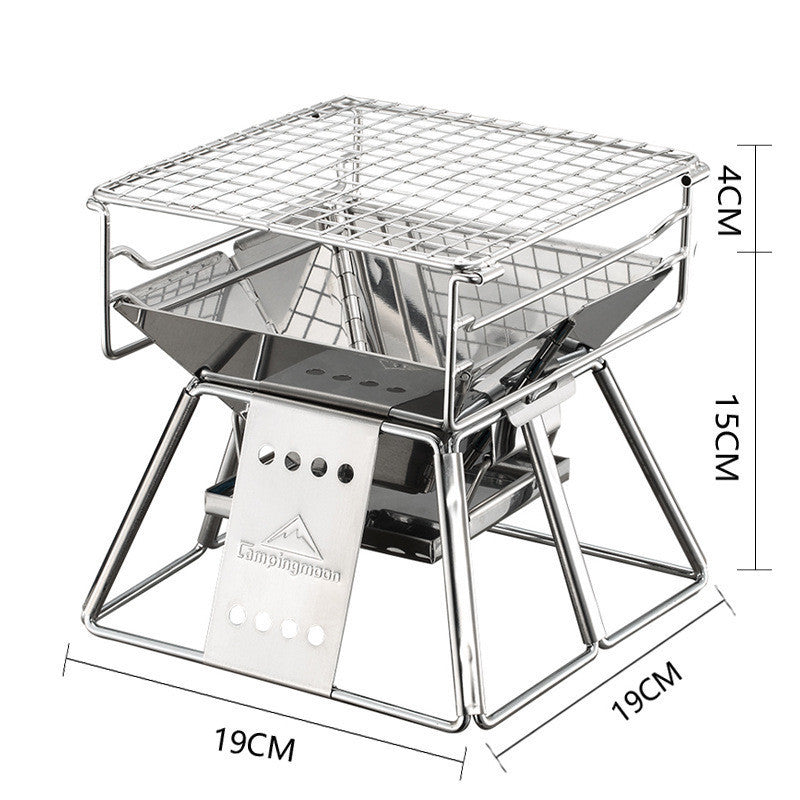 Barbacoa plegable portátil de acero inoxidable antiadherente