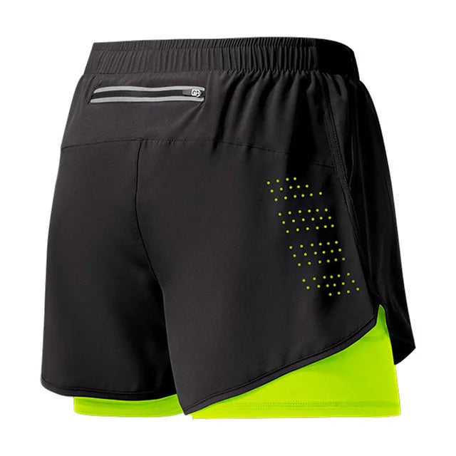 Short Fitness Homme Double Couche - Séchage Rapide Running Sport Noir - Camp de Base Farzen+