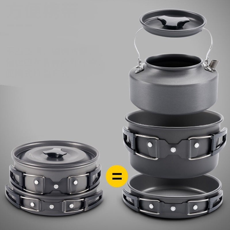 Kit Réchaud Camping Aluminium 6 Pièces Portable Ultra-Léger
