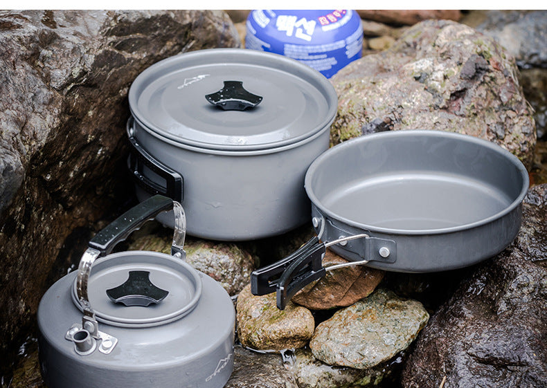 Kit Réchaud Camping Aluminium 6 Pièces Portable Ultra-Léger