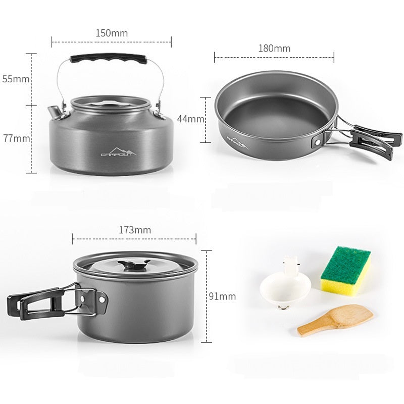Kit Réchaud Camping Aluminium 6 Pièces Portable Ultra-Léger