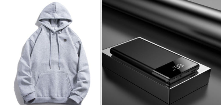 Pull Chauffant Électrique USB Homme - Sweat Capuche Hiver Rechargeable 1168g - Camp de Base Farzen+