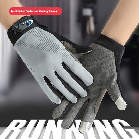 Guantes de ciclismo de nailon con protección solar y antichoque