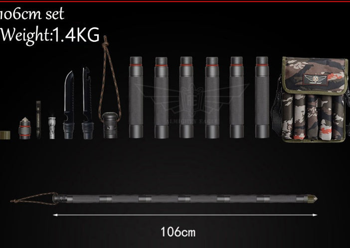 Bâton Alpenstock Tactique Multifonctionnel - 1192g - Camp de Base Farzen+