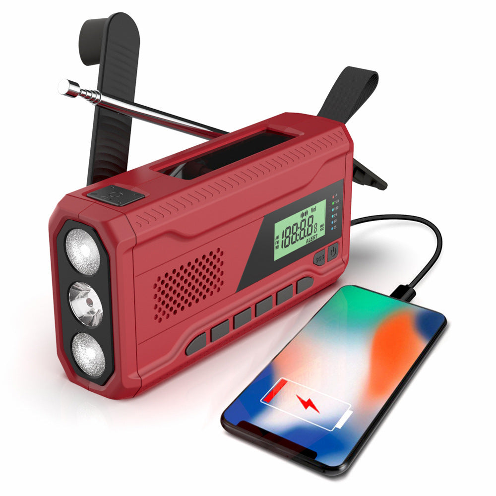 Radio solar de emergencia - Manivela LED para supervivencia al aire libre