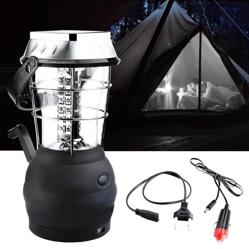 Lampe de Camping Solaire avec Manivelle - Rechargeable 1200mAh