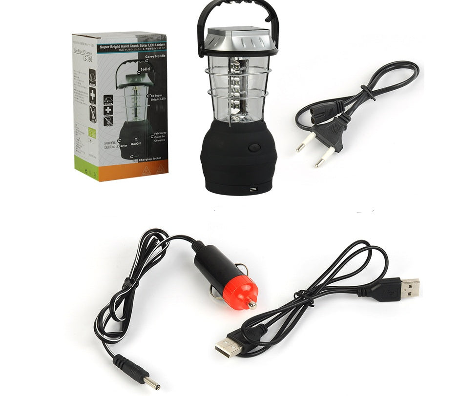 Lampe de Camping Solaire avec Manivelle - Rechargeable 1200mAh