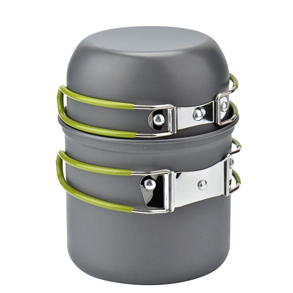 Kit Cuisine Camping Aluminium 10 Pièces Antiadhésif - Batterie Complète 2-3 Personnes - Camp de Base Farzen+