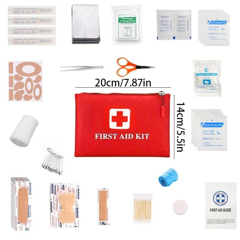 184pcs First Aid Kit, Multi-purpose Emergency Medical Supplies Portable Medical Bag, For Outdoor Hiking, Camping And More